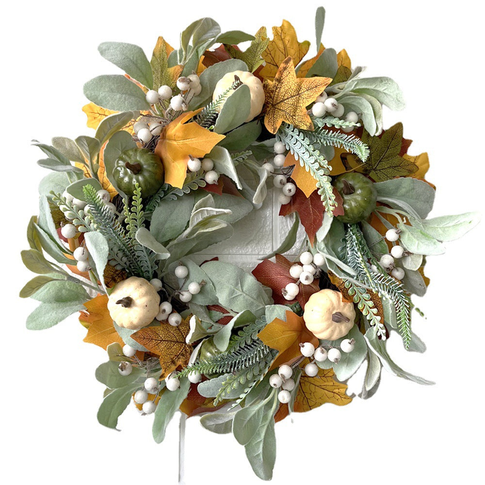 Maple Leaves with Pumpkin Harvest Wreath