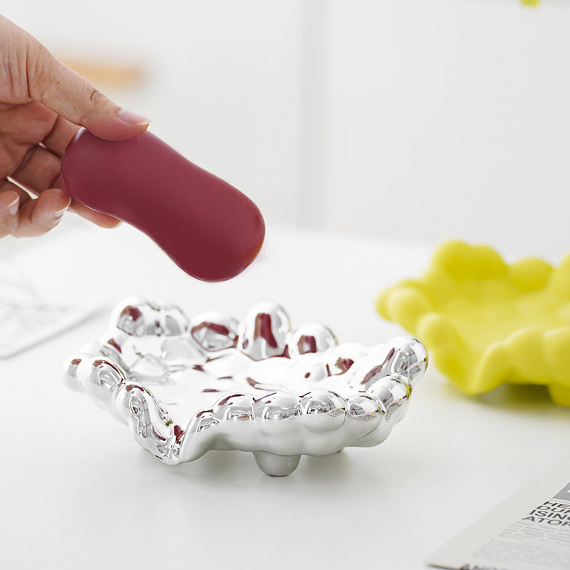 Silver Color Ceramic Cloud Soap Dish