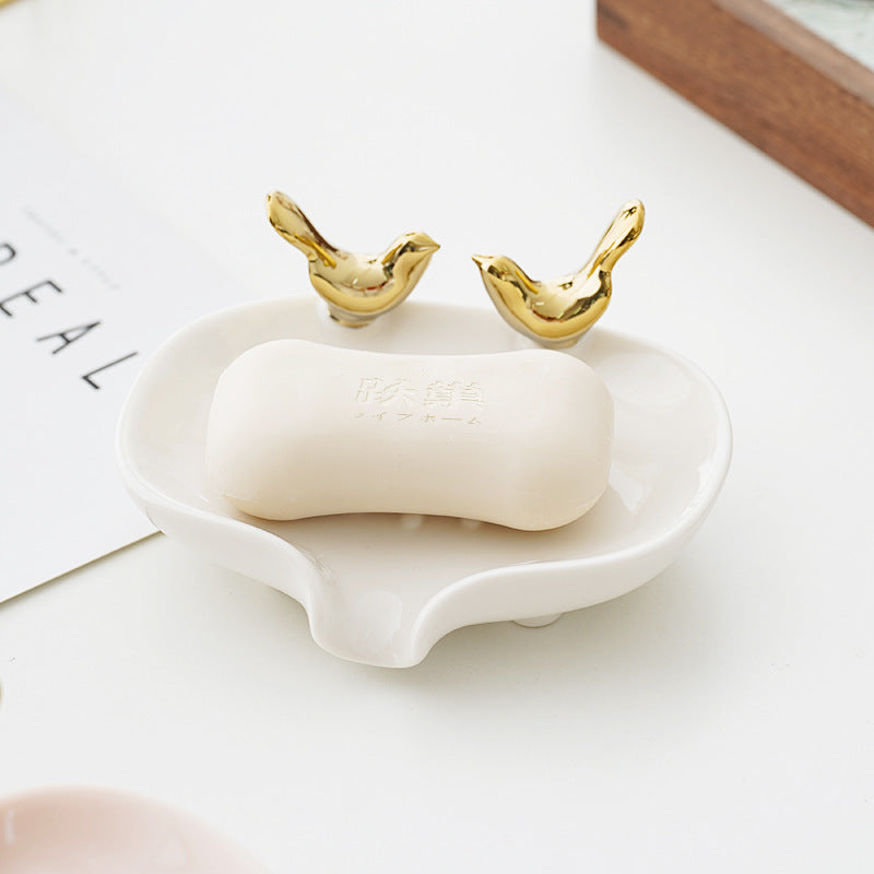 Romantic Couple Golden Bird Soap Dish