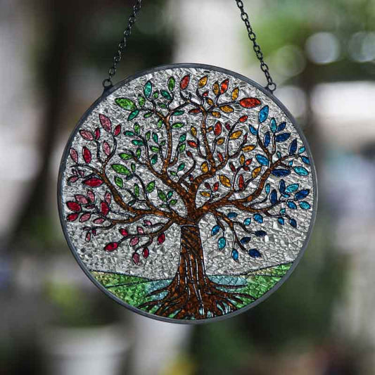 Tree of Life Stained Glass Window Suncatcher Hanging