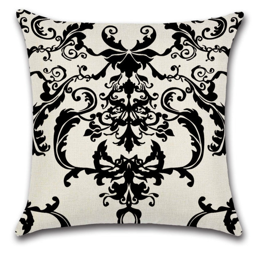 Black White Damask Throw Pillow Covers Set of 4