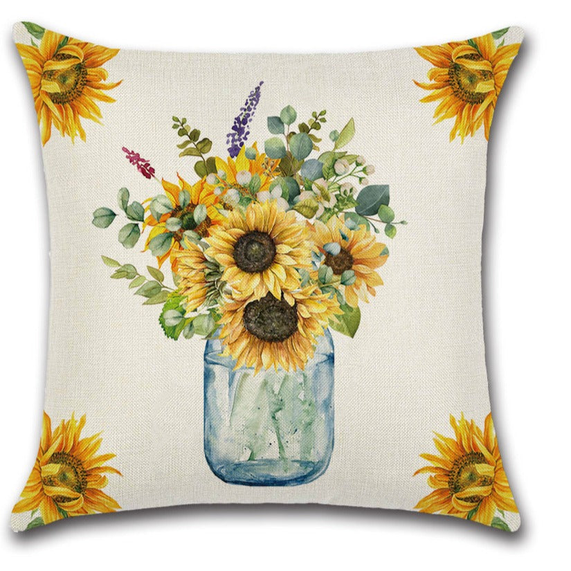 Vase - Rustic Garden Sunflower Throw Pillow Cover Set of 4