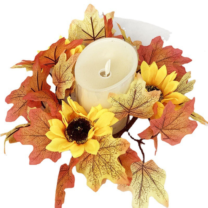 Maple Leaves Fall Pillar Candle Rings - 4 Pack