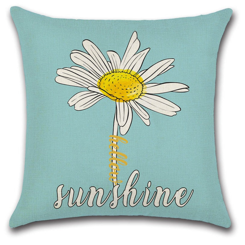 Teal Blue Inspiration Daisy Sunflower Throw Pillow Covers