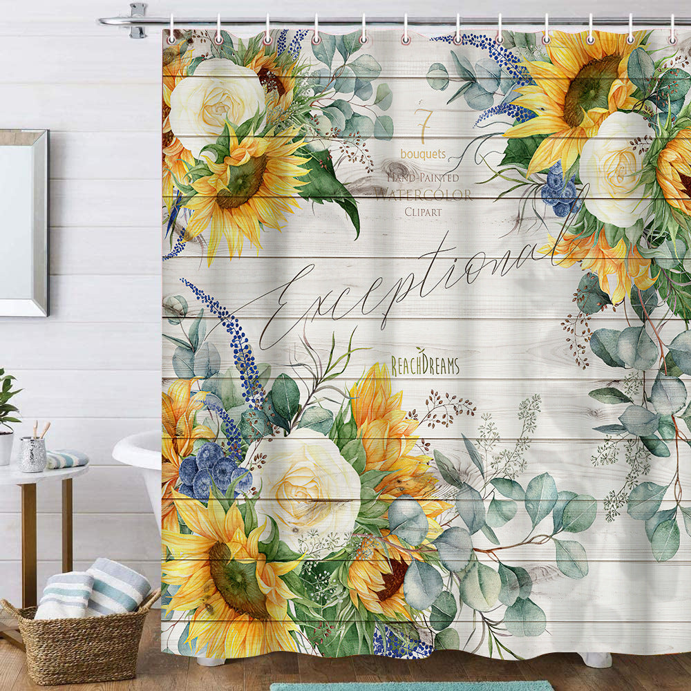Farmhouse Barn Door Sunflower Lavender Eculaptus Shower Curtain