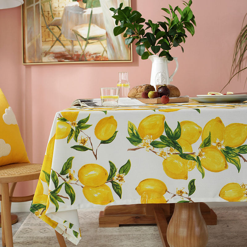Lemon Yellow Rectangle Tablecloth