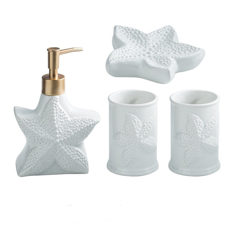 Nautical Bathroom Accessories Set - Starfish/Seashell