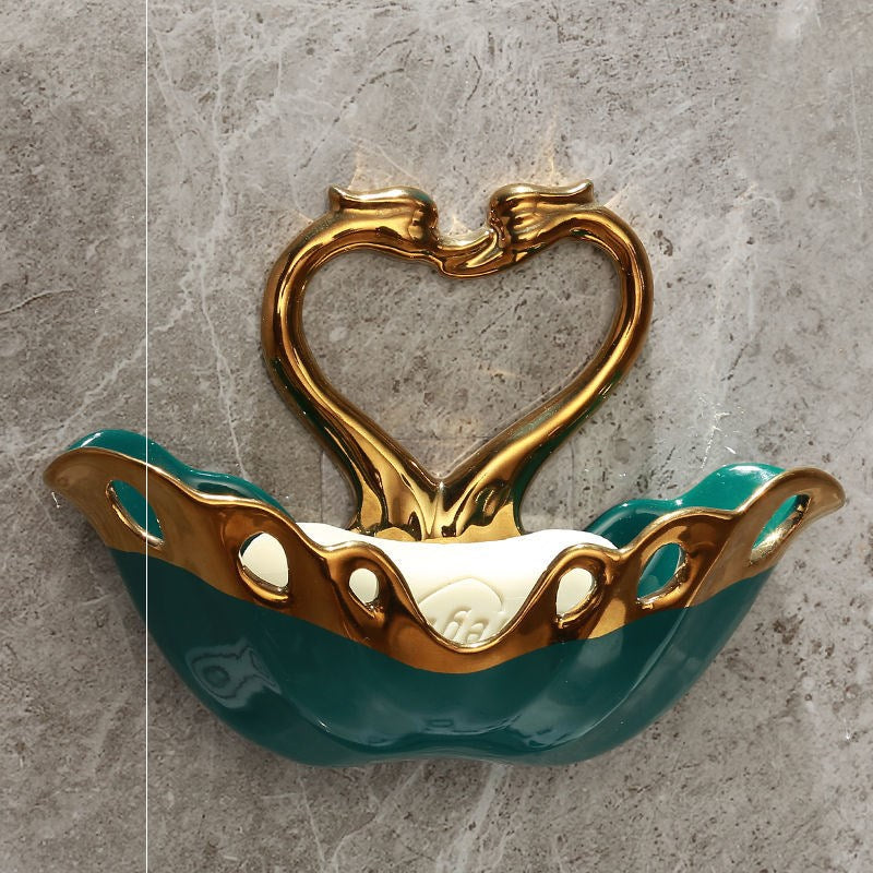 Wall Mounted Romantic Couple Swan Soap Dish