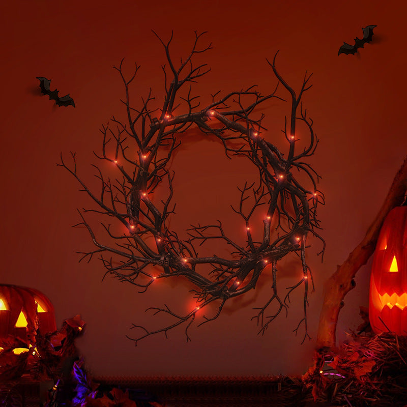 Halloween Haunted Tree Root Twigs Wreath with Light