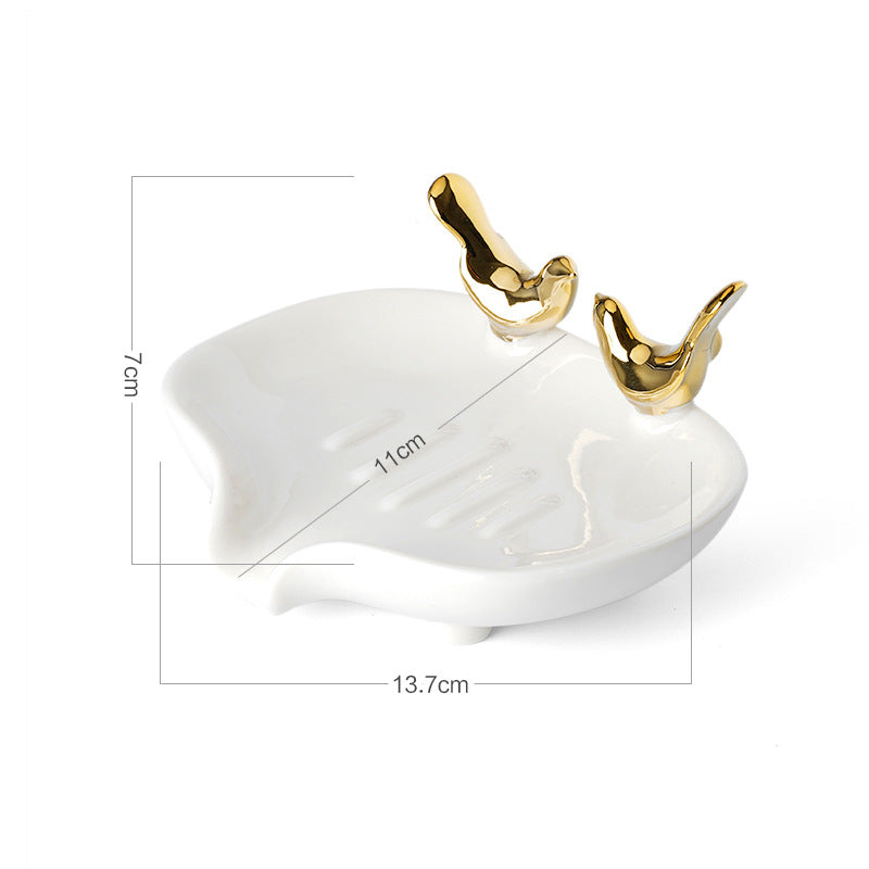 Romantic Couple Golden Bird Soap Dish