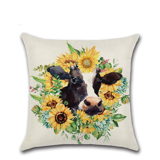 Farmhouse Sunflower Throw Pillow Cover Set Farm Cow Animal Truck And Gnomes