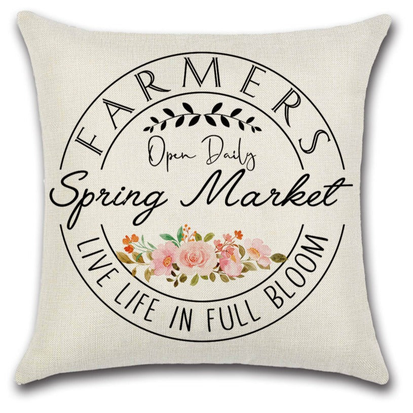 Spring Market Black Grey Retro Vintage Spring Throw Pillow Covers Set of 4