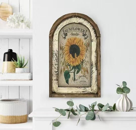 Sunflower Farmhouse Decor Wooden Frame Wall Decor