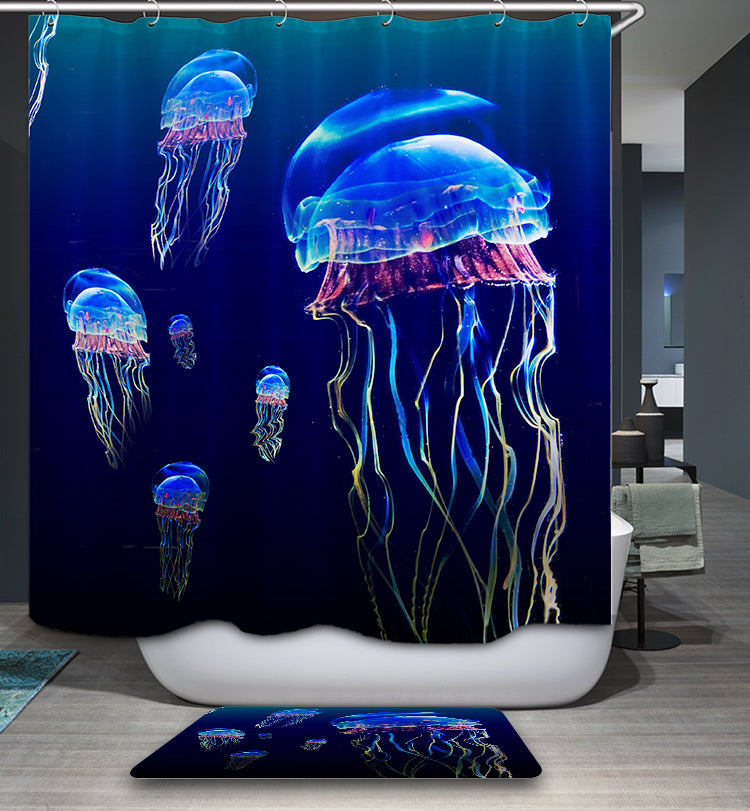 Ocean Magic Creatures Colorful Jellyfish Shower Curtain