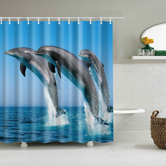 Ocean Reallife Jumping Dolphin Shower Curtain
