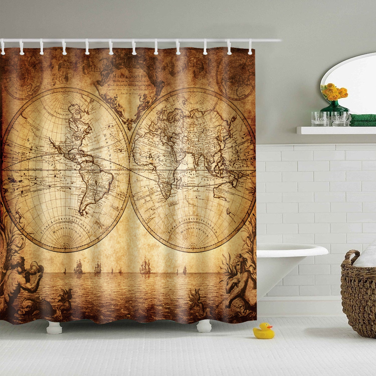 Old Portolan Charts Map Shower Curtain