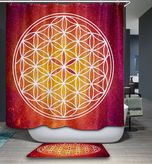 Overlapping Flower of Circle Life Meditation Shower Curtain