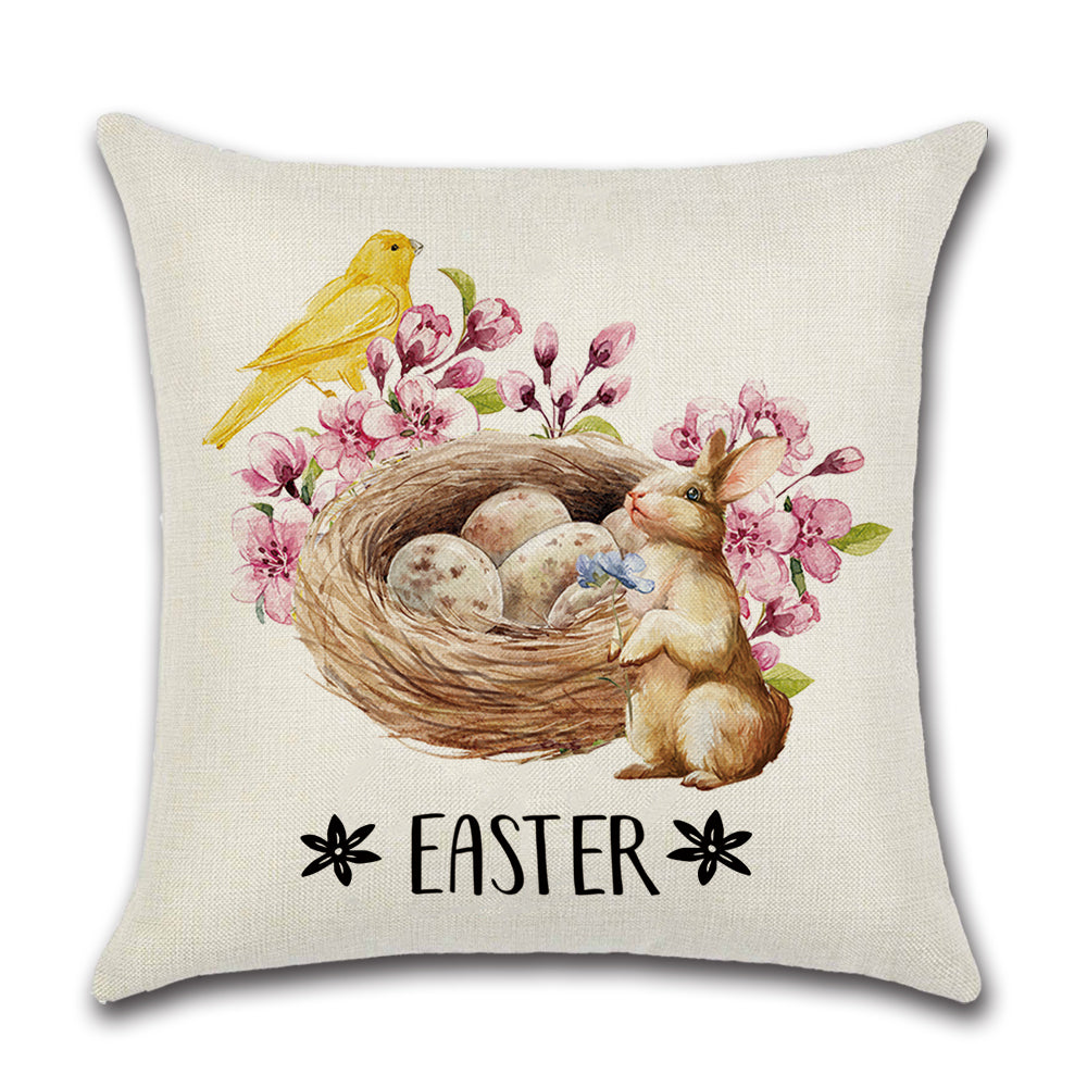 Easter Holiday Rabbit And Eggs Throw Pillow Cover Set of 4