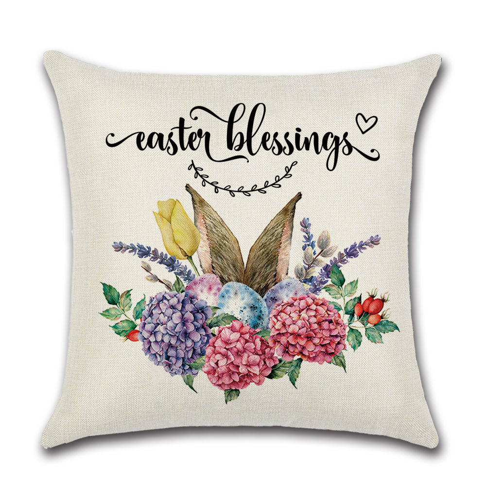 Easter Holiday Rabbit And Eggs Throw Pillow Cover Set of 4