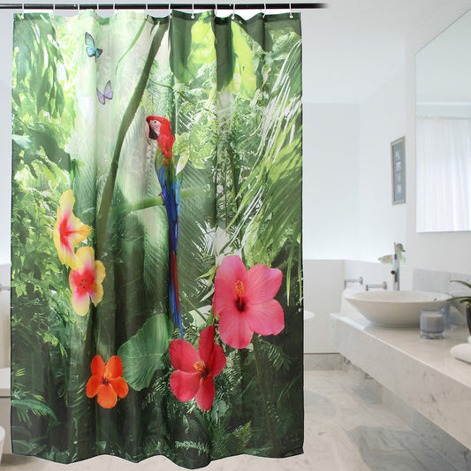 Parrot Shower Curtain Green Nature Bath Decor | GoJeek