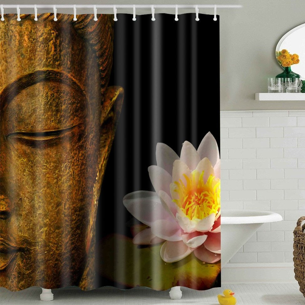 Peace Lotus Buddha Shower Curtain | GoJeek