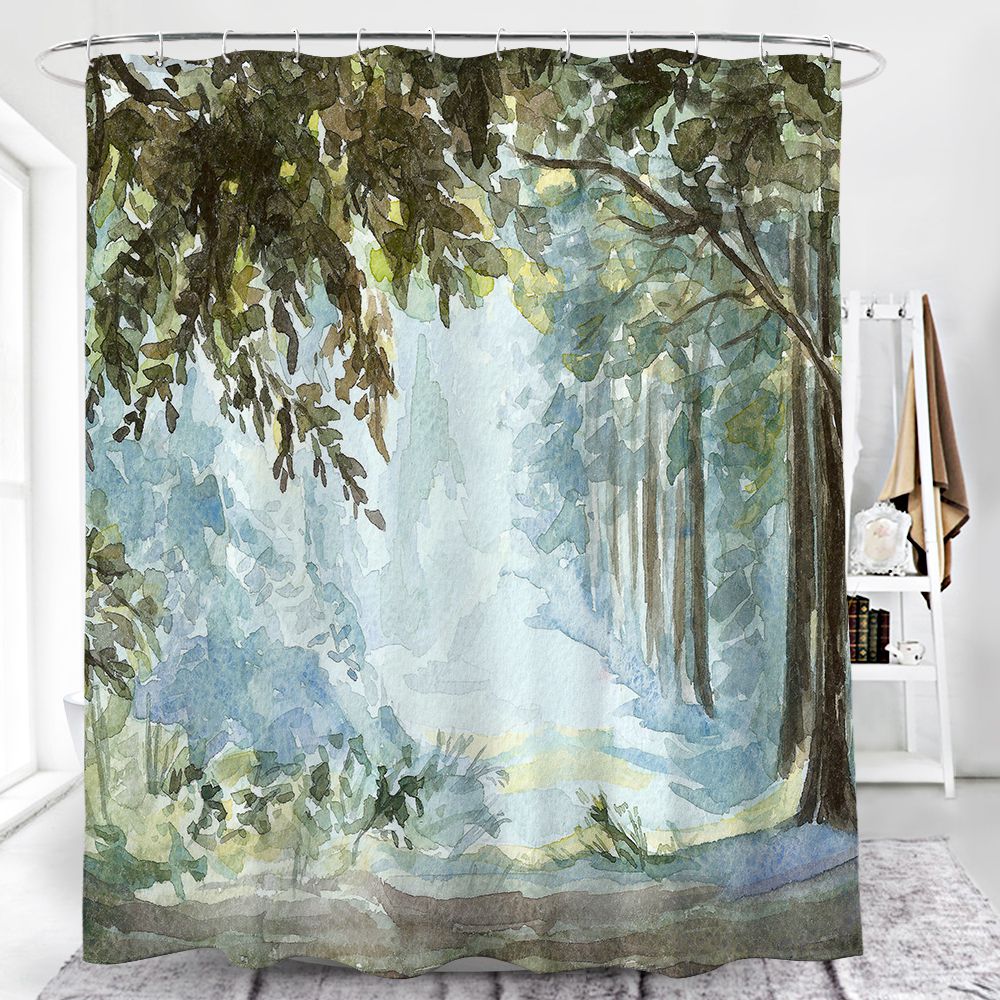 Peaceful Summer Forest Scene Shower Curtain