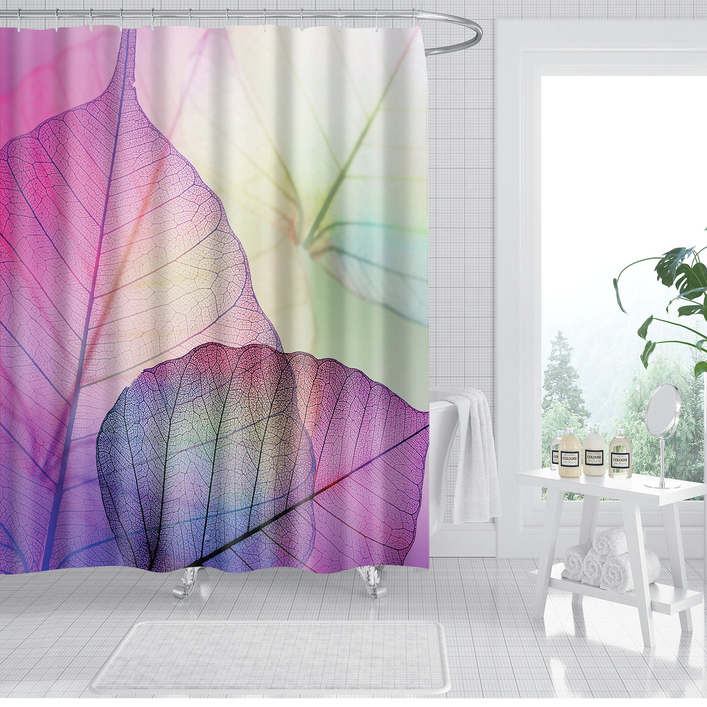 Peach Color Skeleton Macro Leaves Morning Glory Shower Curtain