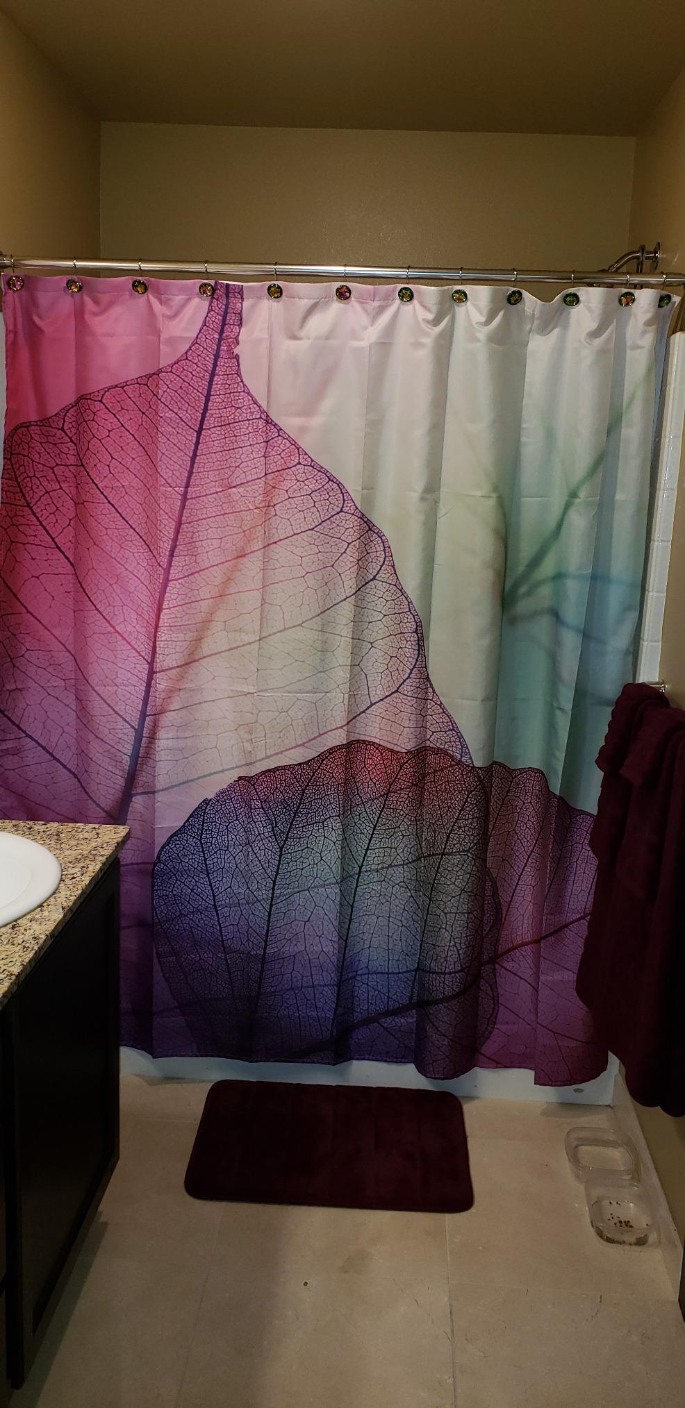 Purple Color Macro Leaves Morning Glory Shower Curtain