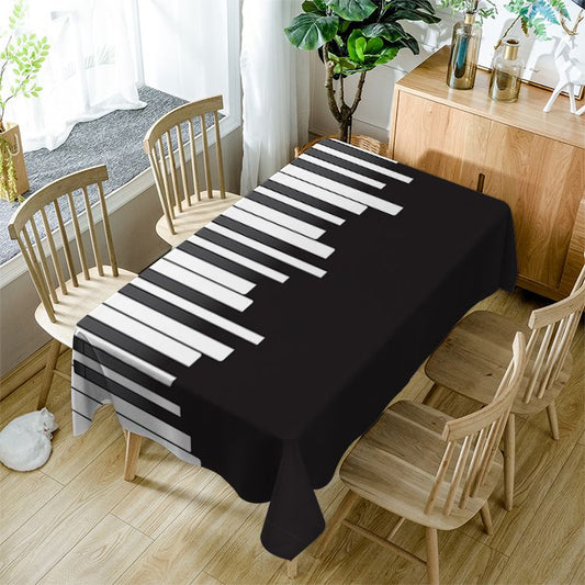 Piano Tablecloth Black White Piano Keys Rectangle Table Cover