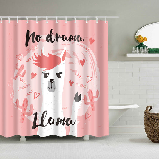 Pink Backdrop Girly Peace Cactus Llama Shower Curtain