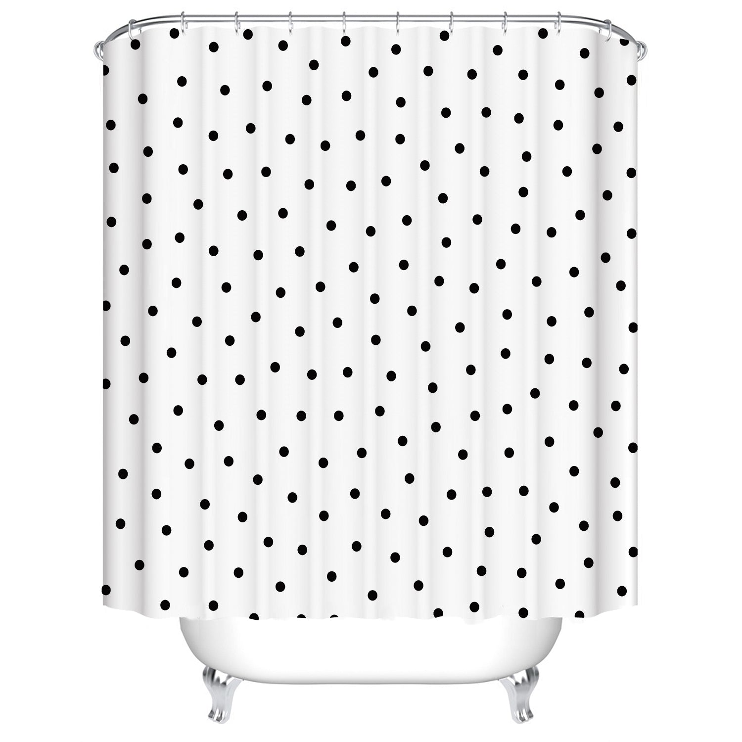 Polka Dot Dalmatian Print Shower Curtain Black White Seamless Bathroom Decor