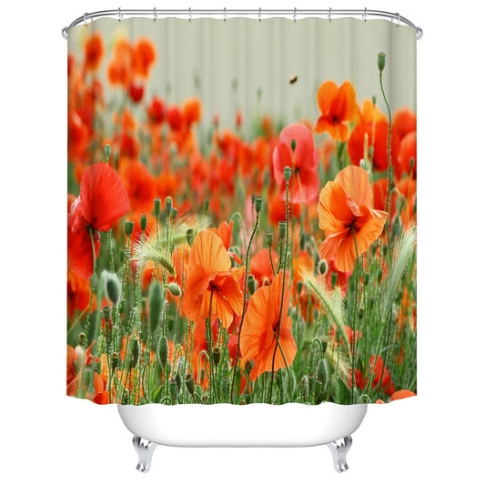 Poppy Field Shower Curtain Morning Pink Poppies