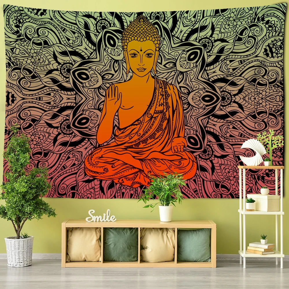Psychedelic Mandala Buddha Tapestry
