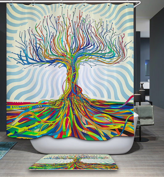 Psychedelic Colorful Tree Shower Curtain