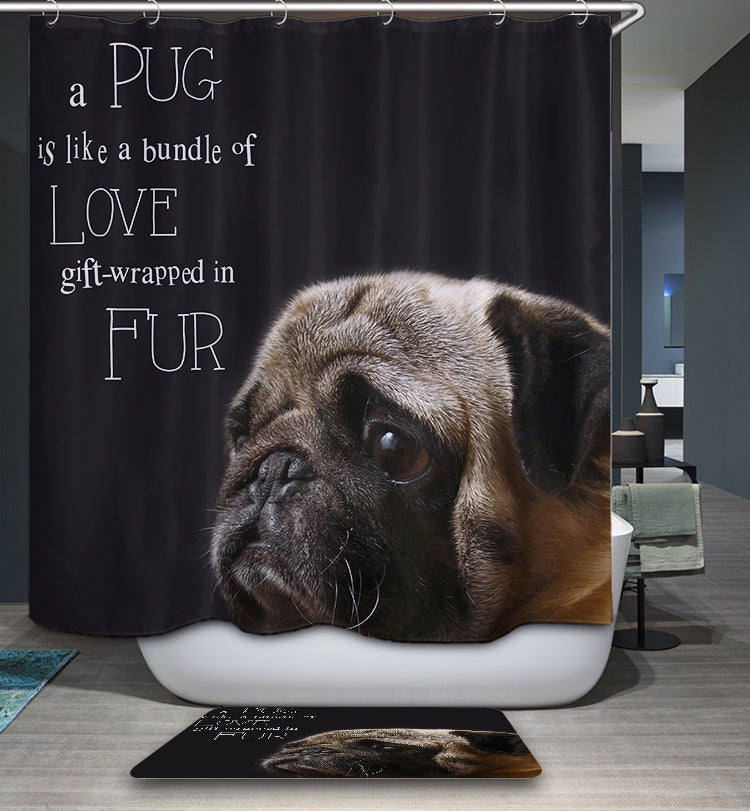 Pug Loves Shower Curtain