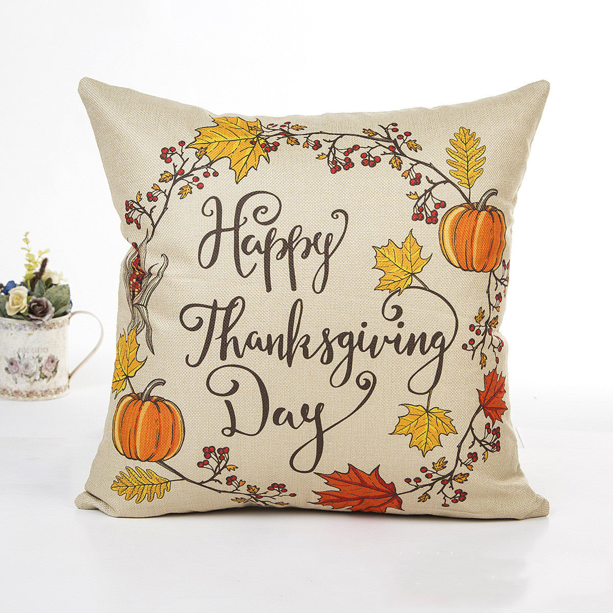 Pumpkin with Quotes Thanksgiving Day Throw Pillow Cover Sets