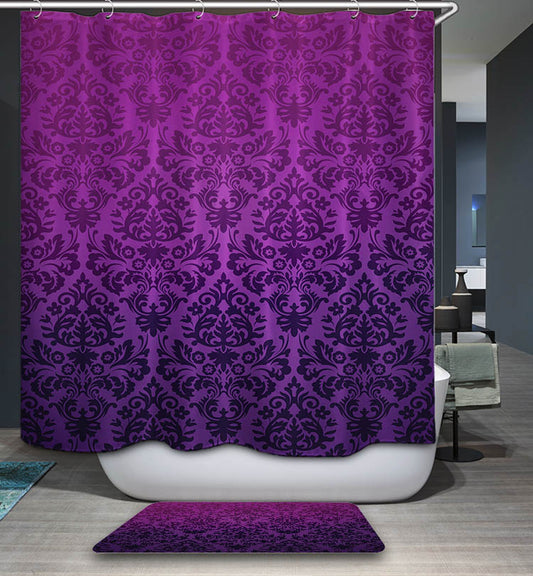 Purple Floral Damask Pattern Shower Curtain