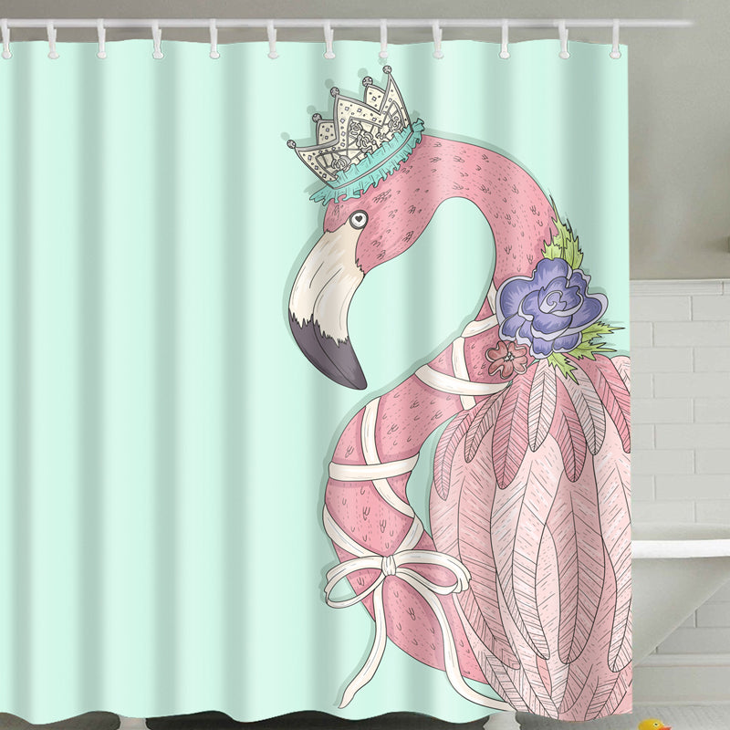 Queen Crown Flamingo Shower Curtain