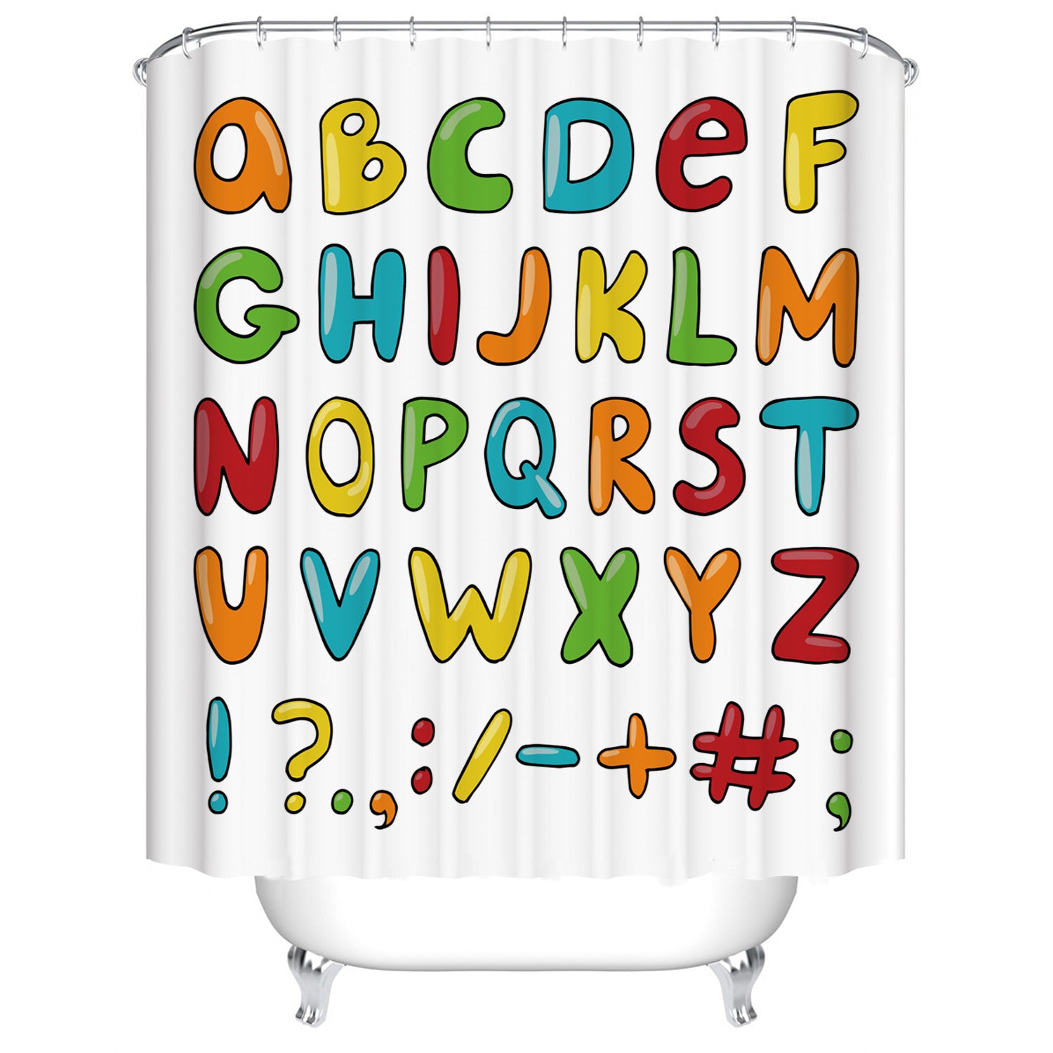 Rainbow Color ABC Words For Kids Education Learning Alphabet Shower Curtain