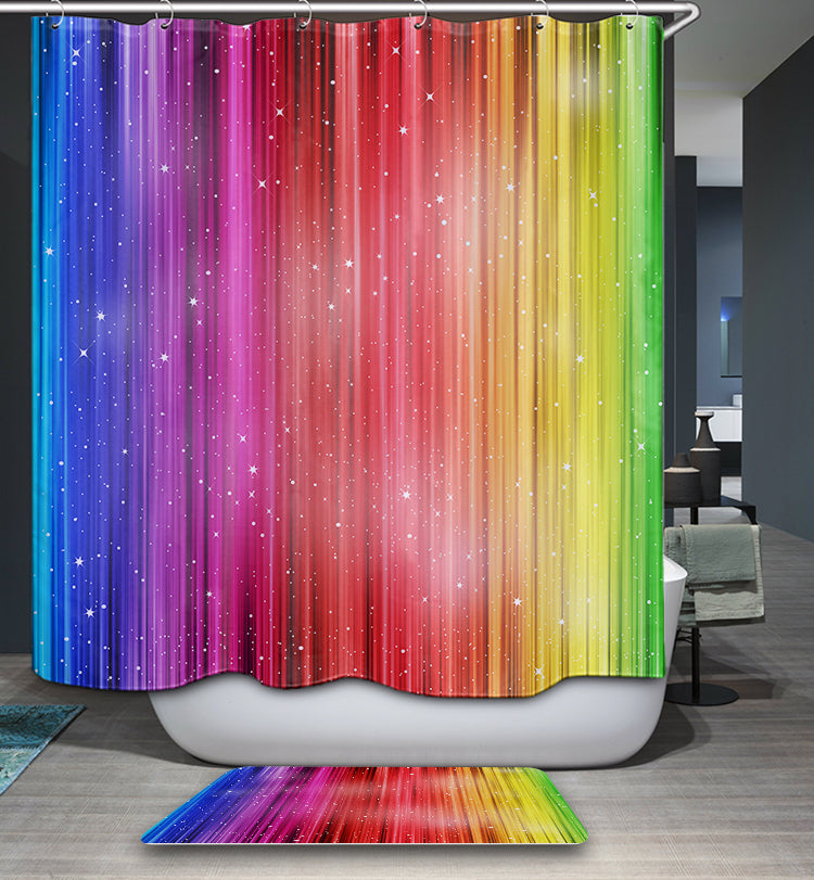 Rainbow Color Glitter Shower Curtain