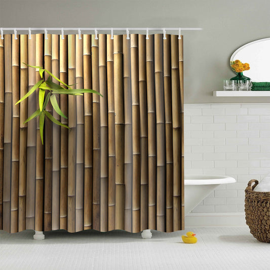 Real Bamboo Wall Fabric Print Shower Curtain