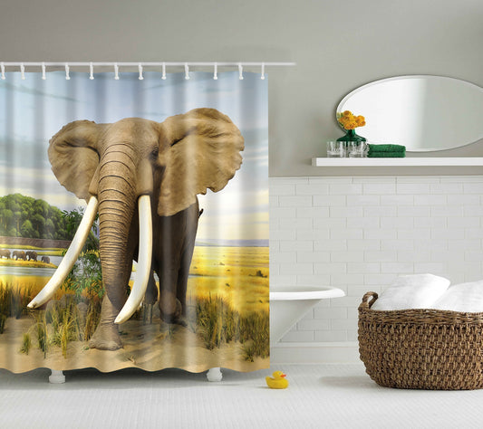 Real Nature Wildlife Big Ivory Elephant Shower Curtain