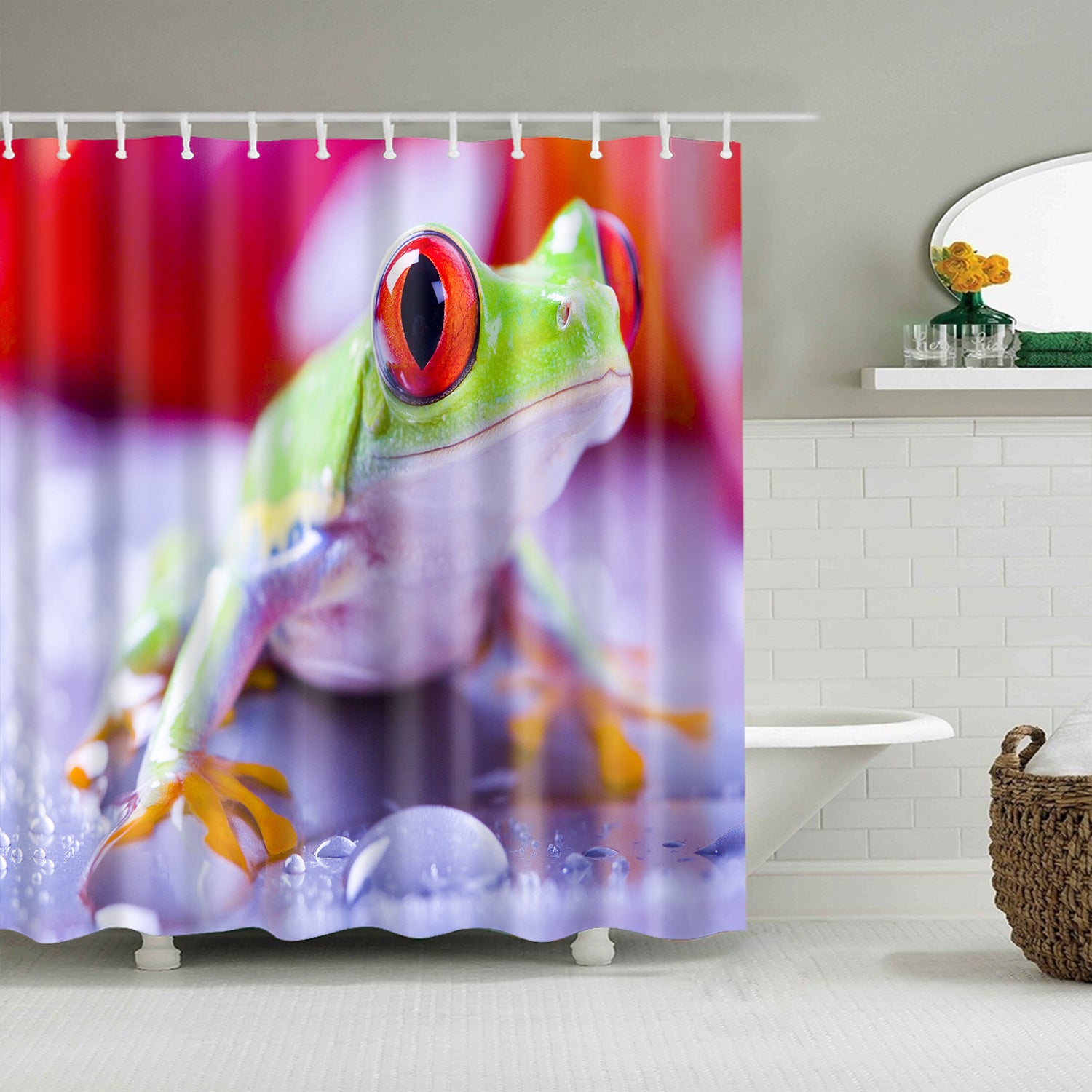 Real Tropical Jungle Red Eyed Tree Frog Shower Curtain