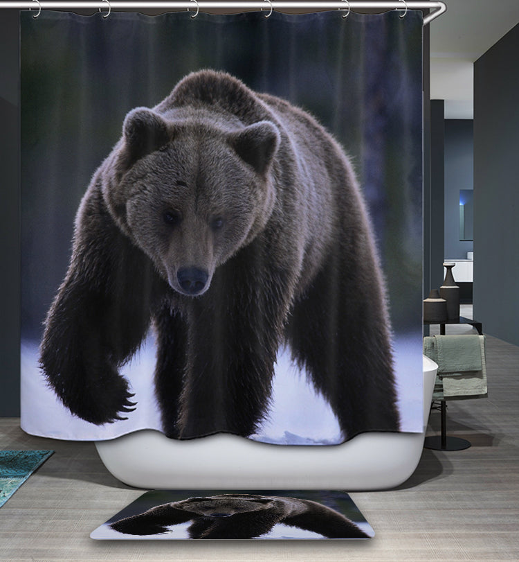 Real Wildlife Big Black Bear Shower Curtain