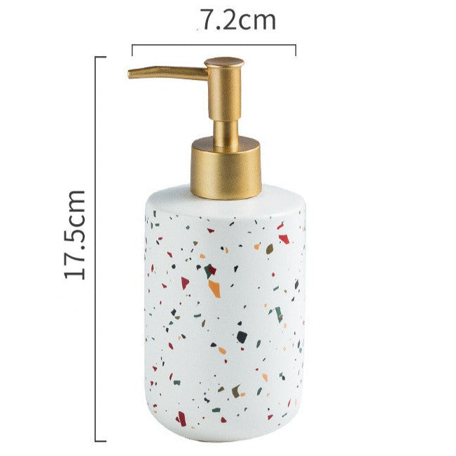 Rectangle - White Terrazzo Look Ceramic Soap Dispenser