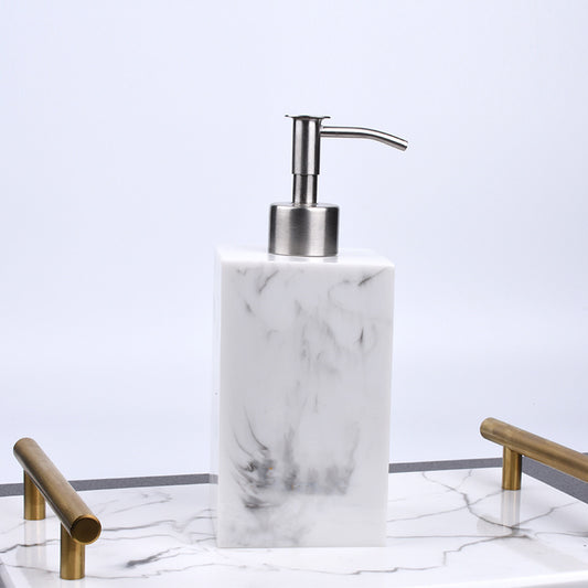 Rectangle Resin Liquid Marble Print Soap Dispenser White
