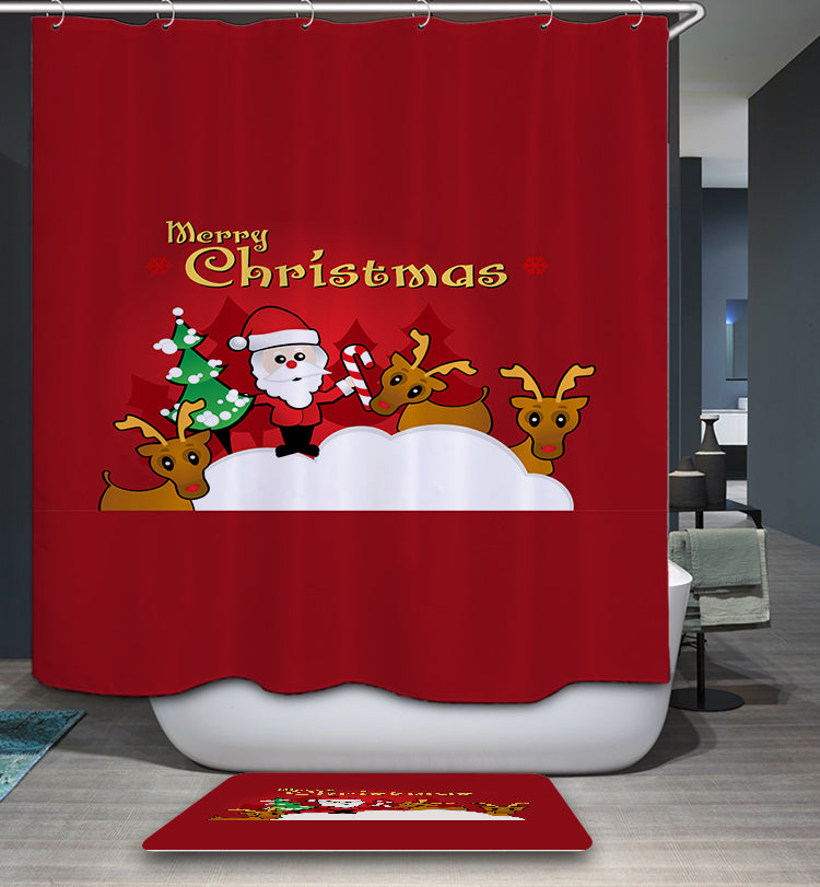 Red Backdrop Merry Christmas Quotes Shower Curtain