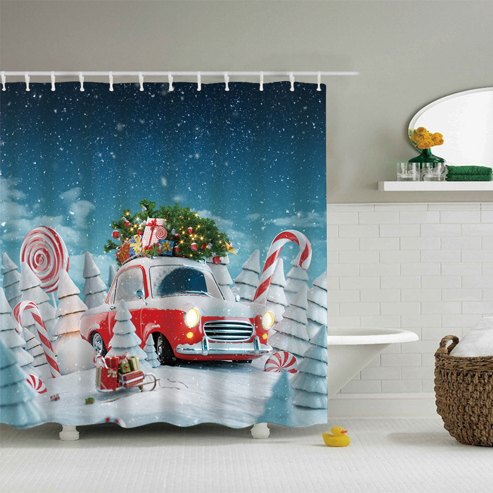 Red Car Toy with Christmas Gifts Shower Curtain