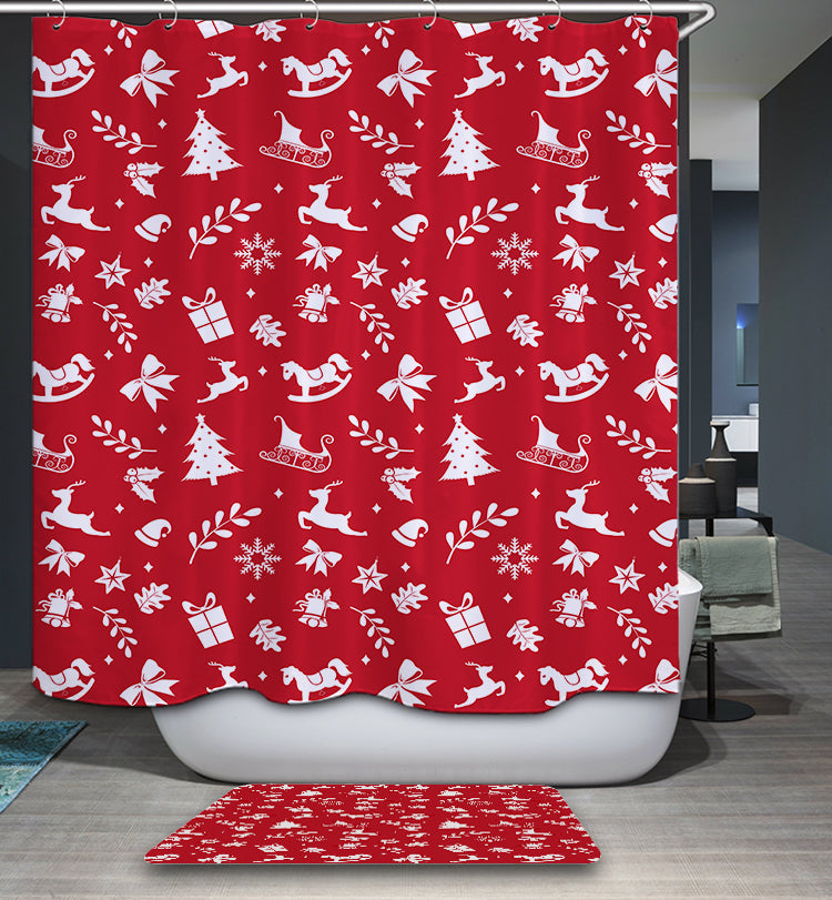 Red White Tiny Christmas Ornament Shower Curtain