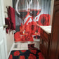 Red Wine Rose Candle Valentine Shower Curtain Set - 4 Pcs
